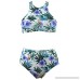 Agreya Women High Waisted Bikini Halter Neck Two Piece Swimsuit White Purple Flower B07GBPRH4P